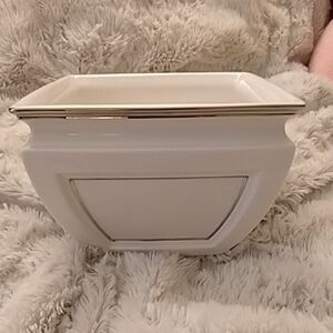 Elegant Lenox Solitaire White Ceramic Treat Bowl with Silver Trim